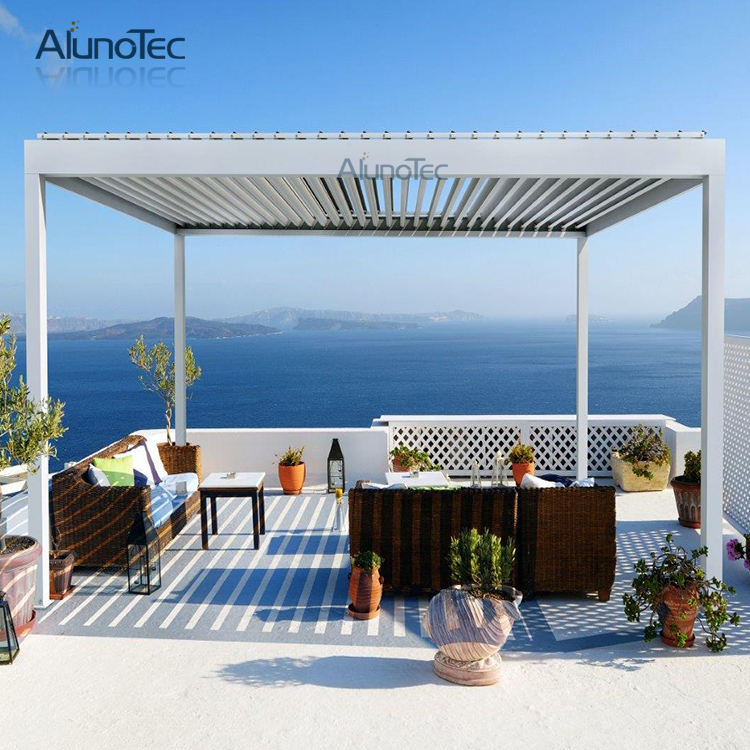 Waterproof Aluminium Gazebo With Rolling Pergola Screen Buy Quality