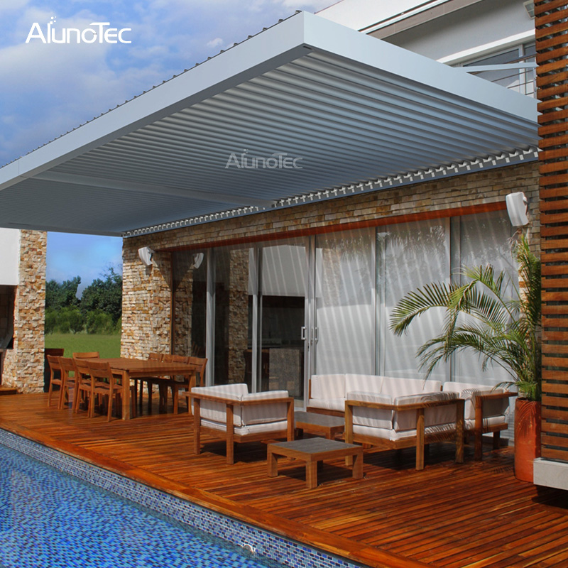 Electric Awning Metal Pergola Bioclimatic With Louvered Roof