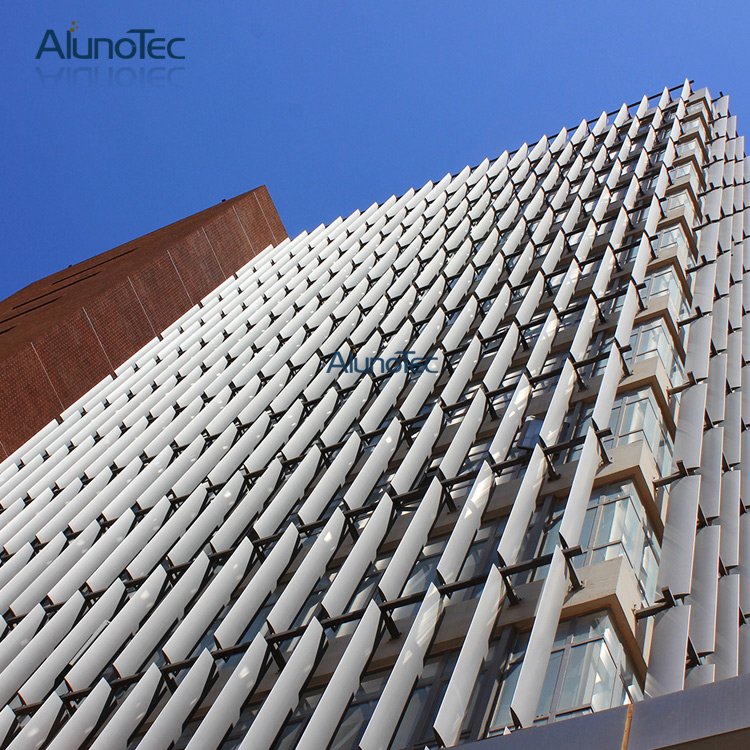 AlunoTec Decorative Vertical Aluminium Aerofoil Sun Louvre Outdoor Blinds Aluminum Shutter for Building Facade