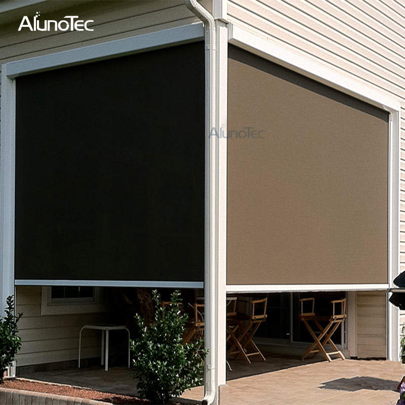 AlunoTec Windproof Anti-insect Motorized Outdoor Roller Blinds Privacy Shutter Zipper Screen for Aluminum Pergola