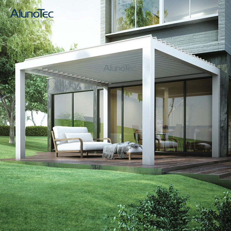 Electric Awning Metal Pergola Bioclimatic With Louvered Roof