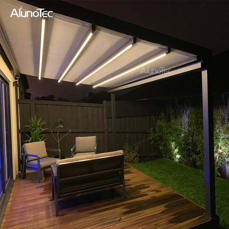Electric Gazebo Retractable Pergola RoofAutomatic Awning with Lights 