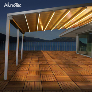 Outdoor Folding Motorized Retractable Roof With Louvered Roof