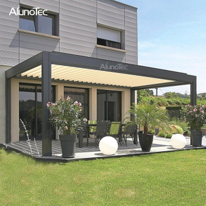 Shading Awning Electric Gazebo Pavilion With Adjustable Roof Louvers