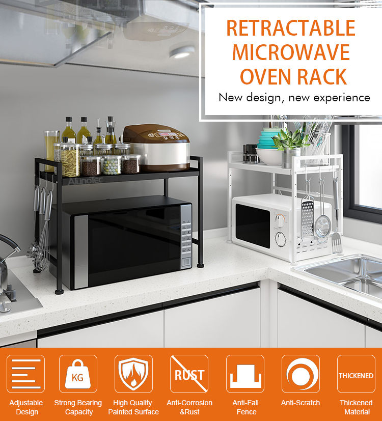 Standing Rack Kitchen Stainless Steel Storage Rack Microwave Oven Shelf