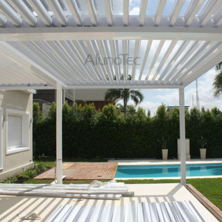 Aluminum Outdoor Pergola Covers attached to house with Side blinds