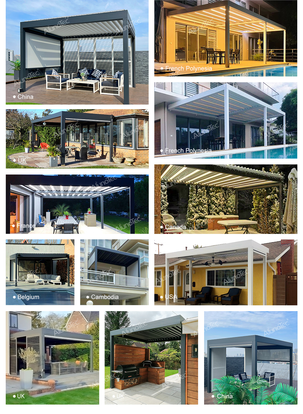 Waterproof Outdoor Patio Cover Awning Aluminum Garden Gazebo Louvered ...