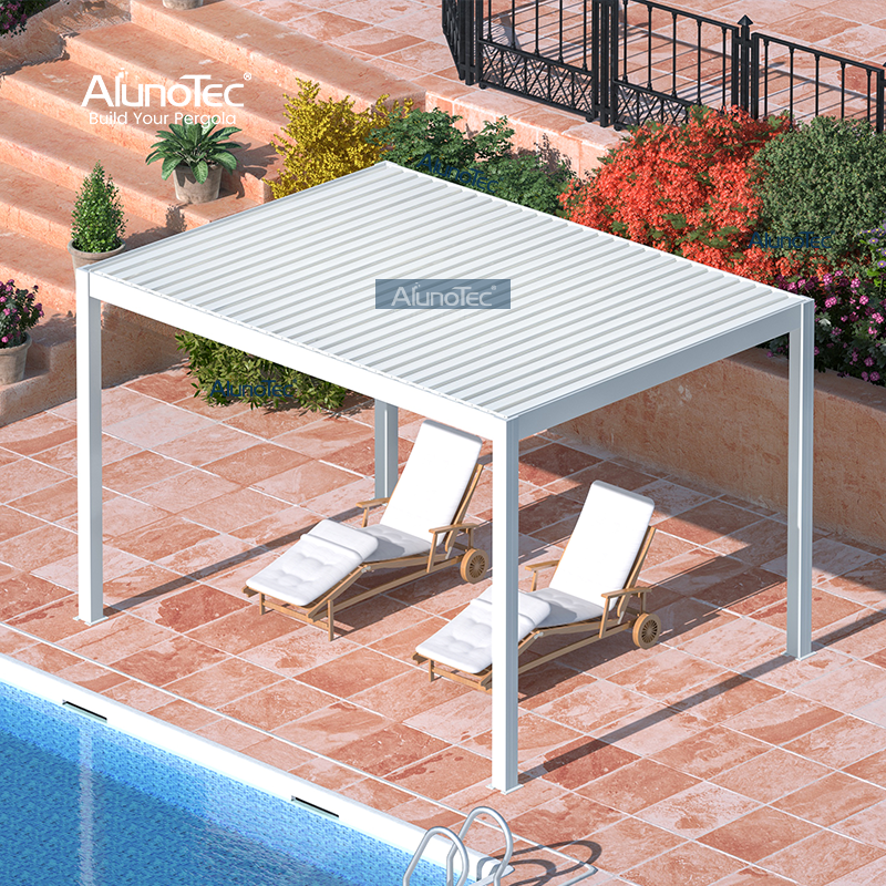 Garden Gazebo Rainproof Manual Louver Roof Pergola Aluminium For Outdoor Restaurant