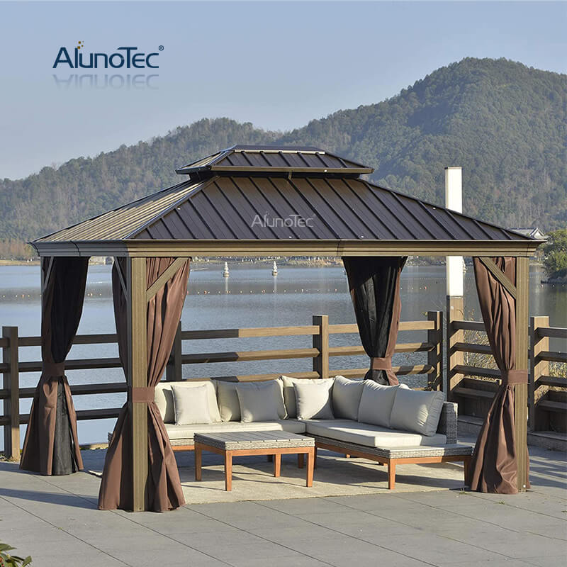 Waterproof Outdoor Garden Polycarbonate Roof Tent Summer House Pavilion Pergola Metal Gazebo
