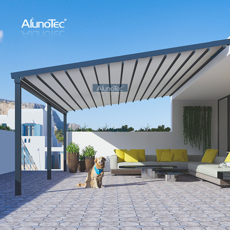 AlunoTec Folding Waterproof Retractable Awning 8*10 m Custom Made Roof Pergola Cover