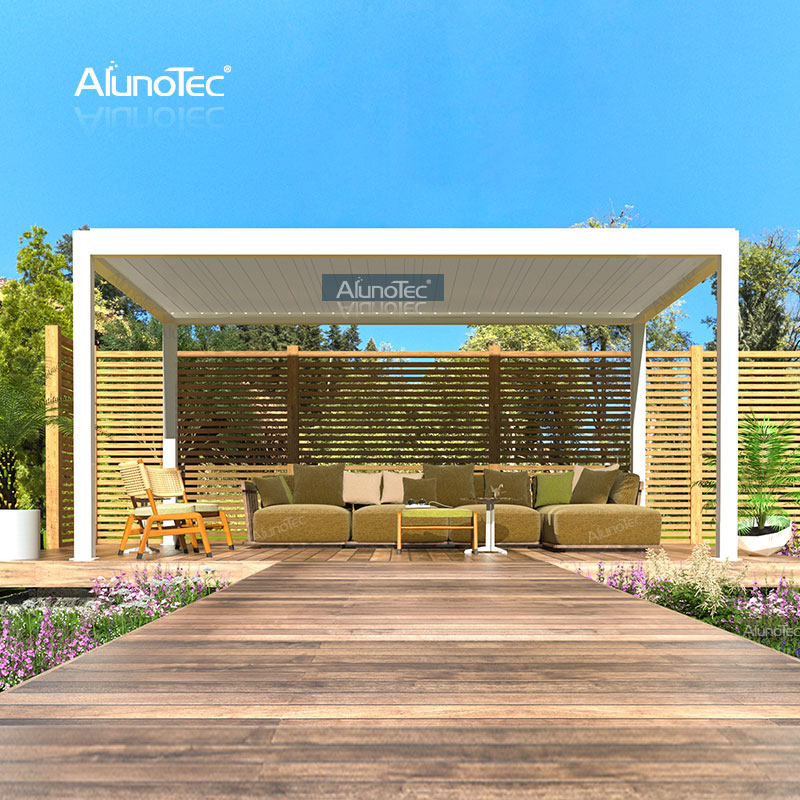 AlunoTec DIY Louvered Pergola Electric Adjustable System Automatic Louvre Patio Opening Roof
