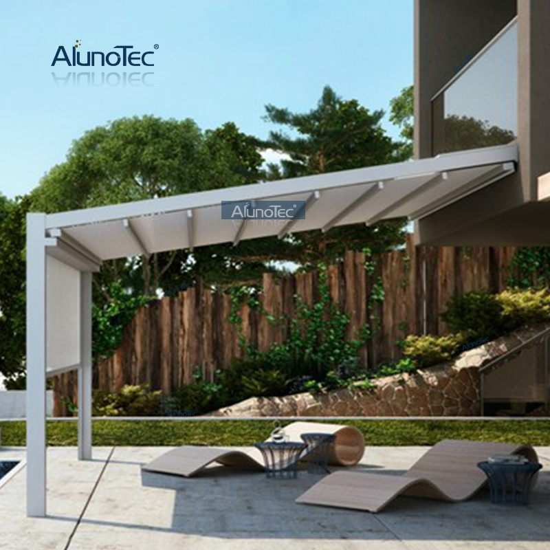 Electric Folding Gazebo Balcony Roof Retractable Awning with Curtain