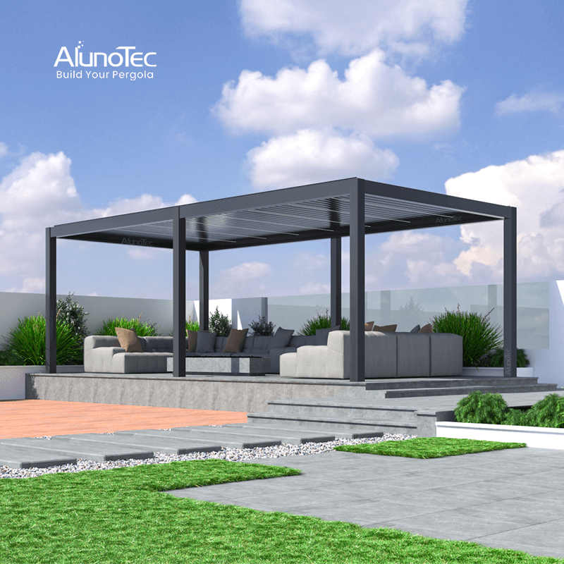  AlunoTec New Arrivals 4x6m Only 4 Posts Bioclimatic Electric Outdoor Shades Area Structure Pergola