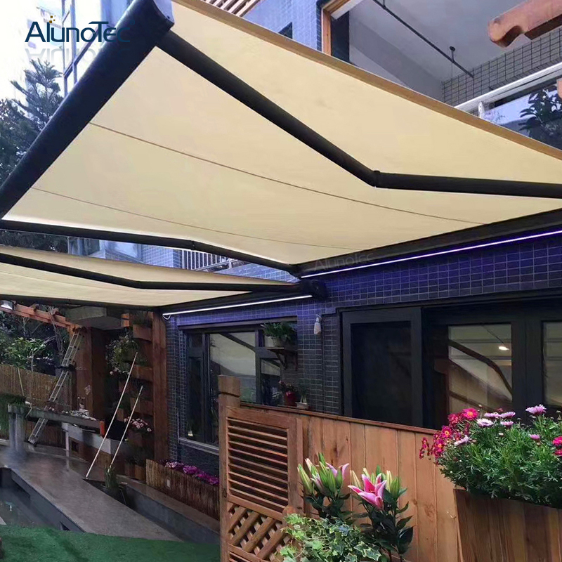 Outdoor Sun Shade Aluminum Folding Arm Pavilion Tent Pergola Canopy Motorized Patio Retractable Awnings Full Cassette Awning