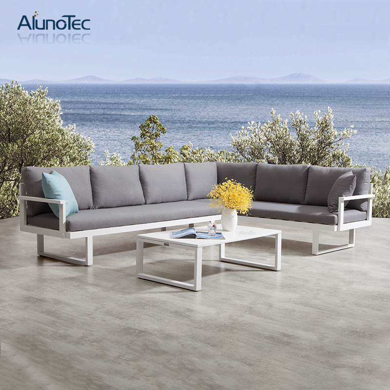 All Weather Waterproof Outdoor Furniture Corner 4-Seater Sofas Chair Aluminum Garden Sofa Sets