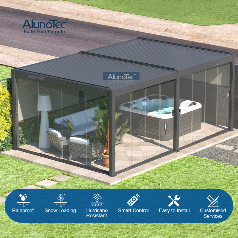 AlunoTec Pergo-X Garden Aluminum Profiles Manual Louvered Roof Operation Waterproof Pergola Outdoor