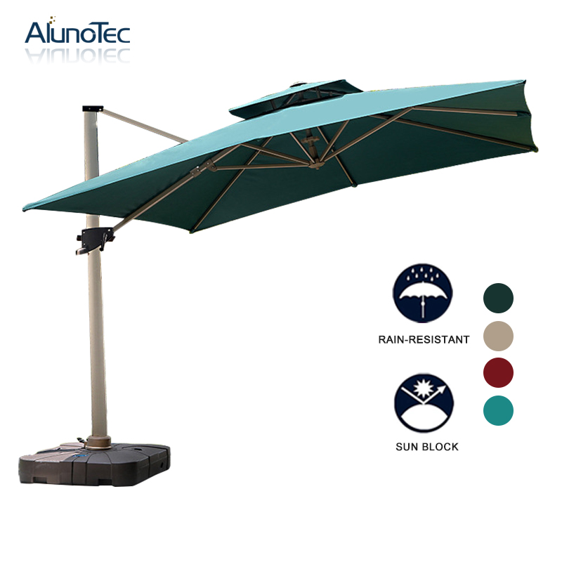 Outdoor Folding Roman Parasols Cantilever Patio Umbrellas with Aluminium Frame