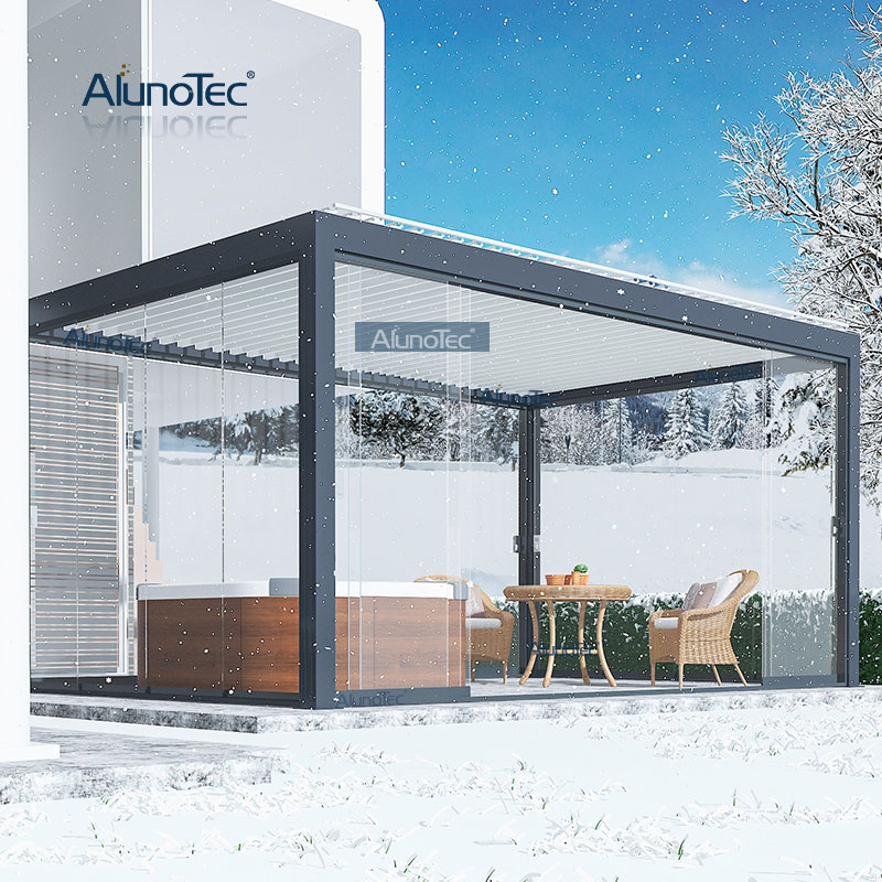 AlunoTec Customized Size Factory Waterproof Aluminum Awning Patio Cover Outdoor Pergola Gazebo