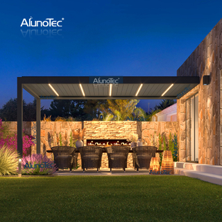 Ex-works Initially Price Pergo -eco 6x3m Wall-mounted Motorized Grey Pergola with LED Lights