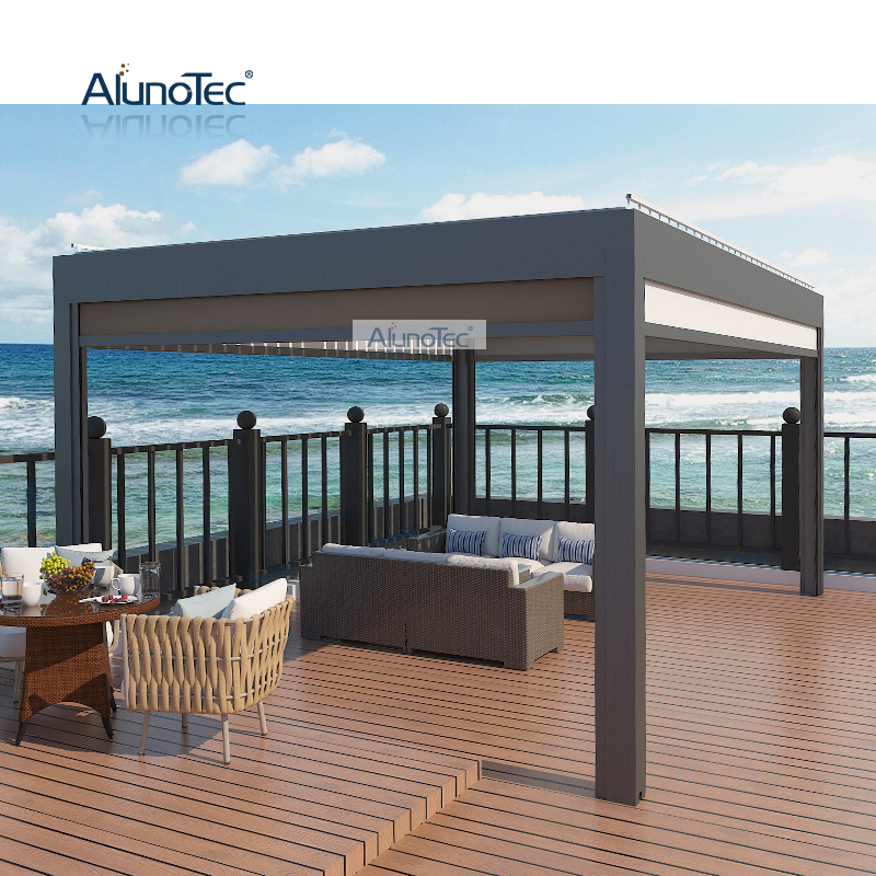 AlunoTec Awning Louver Roof Motorized Gazebo Waterproof Garden Pergola ...