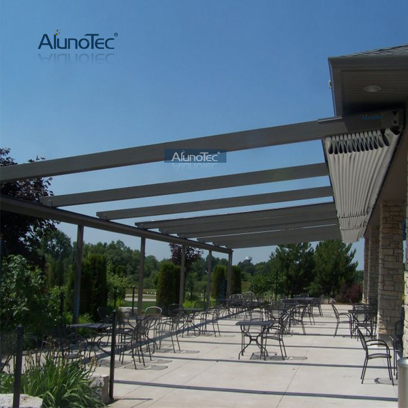 Automatic Retractable Pergola Roof With Electric System Waterproof PVC Awning with Side Screen 