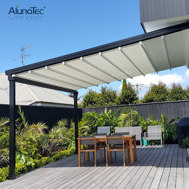 Remote Control Eletric Garden Shading Aluminum Retractable Roof Awning Gazebo Canopy For Wholesale Buy Awnings Pvc Roof Roof Awning Gazebo Product On Aluminum Pergola Alunotec