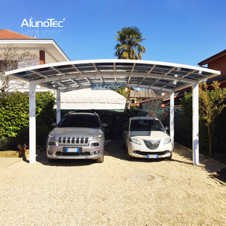 AlunoTec Gray Aluminium Frame Cantilever Snowing Resistance Carport For 2 Cars