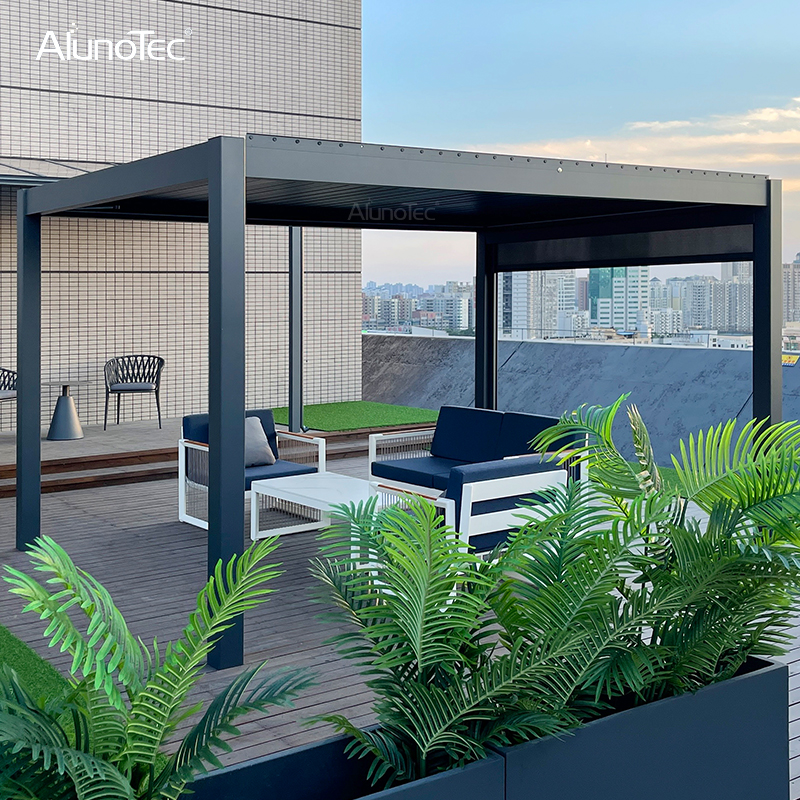 Bioclimatic Design Outdoor Manual Adjustable Aluminum Gazebo Louvered Roof System Aluminium Pergola