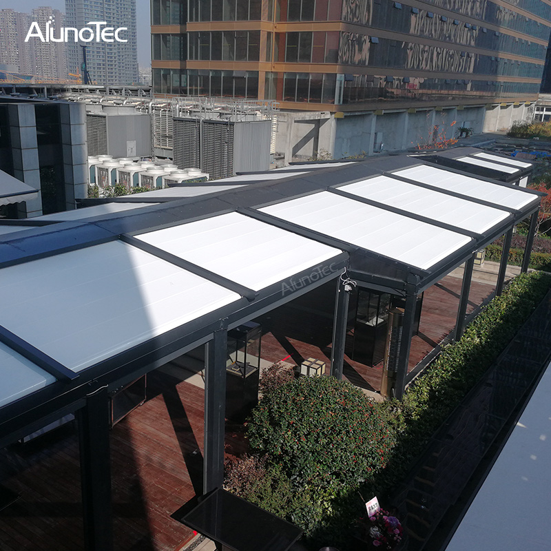 Aluminium Decorative Folding Gazebo With Retractable Roof For Swimming Pool
