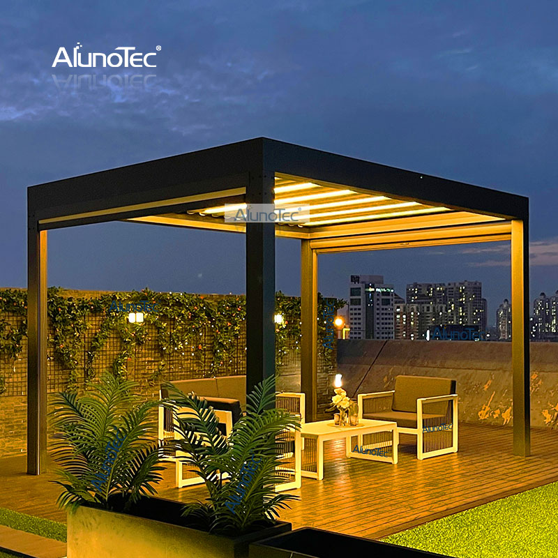 AlunoTec Customized 19ft 25ft Pergola Space Attached Wall Louvered Pergolas for USA Pricing