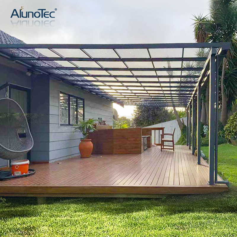 Outdoor Aluminum Frame Garden Polycarbonate Roof Cover Canopy Sliding On Pergola Alunotec - Aluminum Patio Cover With Clear Roof