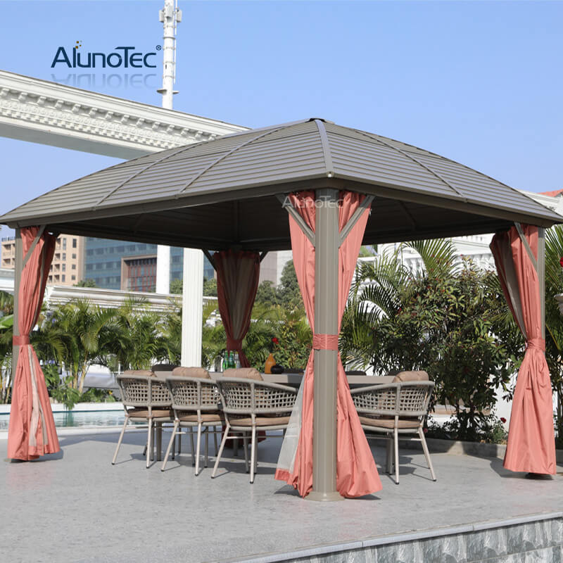 Freestanding Windproof Patio Polycarbonate Roof Sunroom Outdoor House Pavilion Tent Pergola Hardtop Gazebo