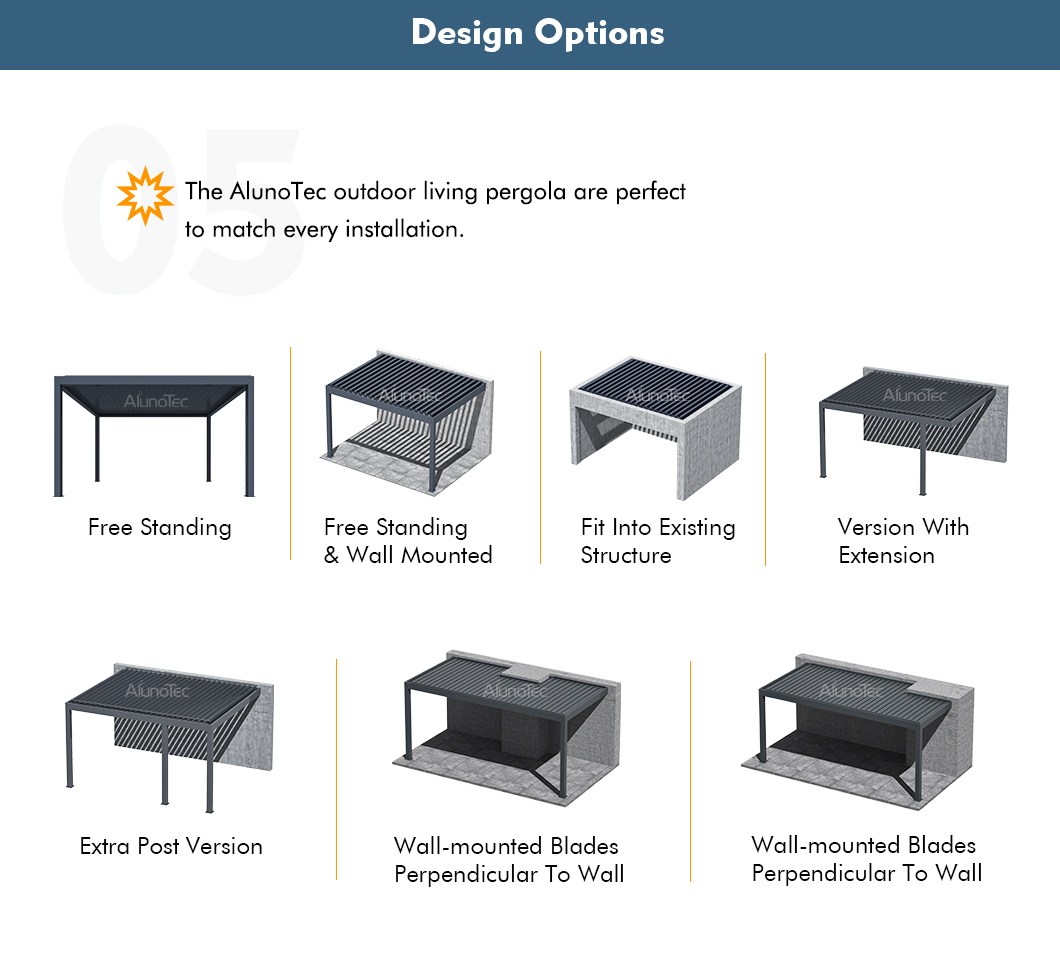 AlunoTec Heavy Duty Sun Louver Weather Proof Pergola Vinyl Patio