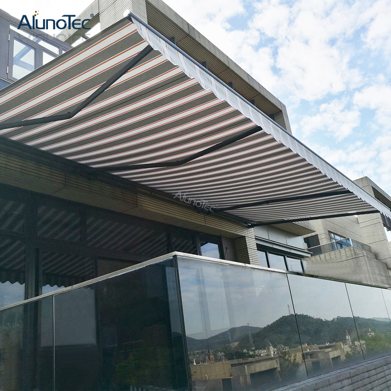AlunoTec Motorized Vertical Curtain Cassette Retractable Awning Outdoor Sunshade Cover Box Window Folding Arm Awnings 