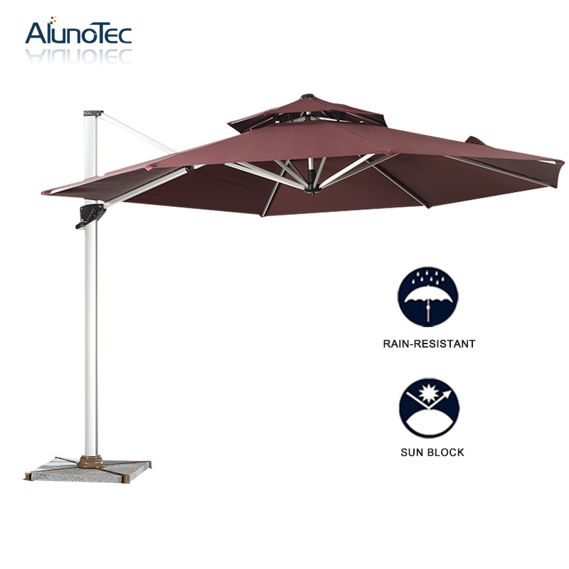 Sun Block Aluminum Frame Outdoor Roman Fabric Umbrella for Coffee Shop