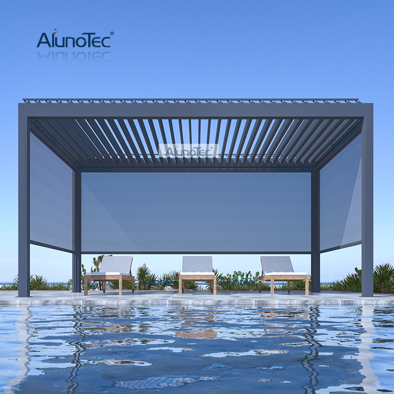AlunoTec Customized Size Factory Waterproof Aluminum Awning Patio Cover Outdoor Pergola Gazebo