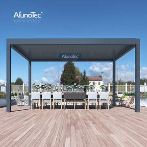 AlunoTec Adjustable Louvre Roof Awnings Gazebo Motorized Louvered Pergola Kits Cost Louvred Patio Cover