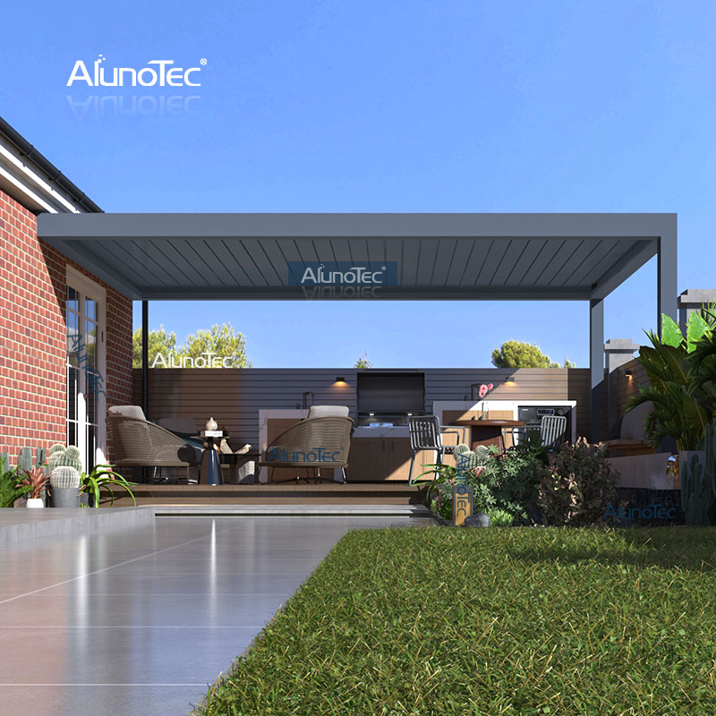 AlunoTec Operation Motorized Aluminum Alloy Customized Size 4x4 Meter A Grey Pergola for Quote
