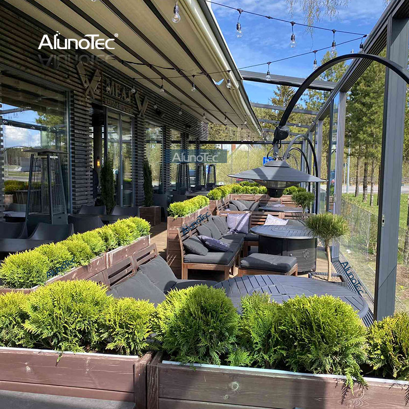 AlunoTec 100% Waterproof Retractable System 4.5 X 6.5M Hotels Restaurants Patio Outdoor Structure