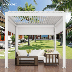 Manual Opening Roof Aluminum Louver Pergola With Crank For Garden