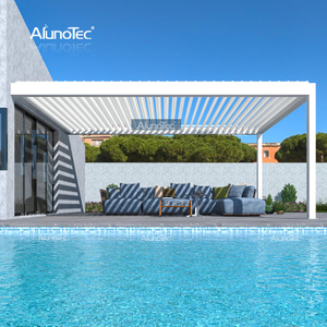 AlunoTec Waterproof Metal Pergola Systems Louvered Deck Shutter Motorised Louver Opening Roof System