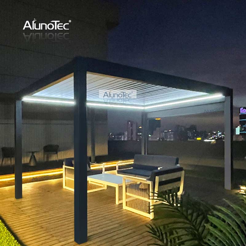 AlunoTec Free Standing Type Pergola Outdoor Covered Louver System Louvered Cost Garden Shade