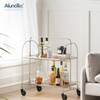 Mid-Century Modern Durable Gerlinol Chrome Metal Storage Serving Trolley Bar Cart
