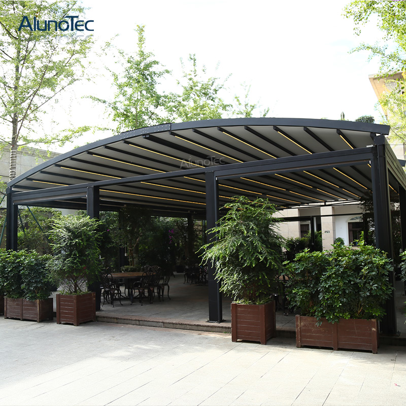 Automatic Retractable Pergola Roof With Electric System Waterproof Awning With Side Screen 