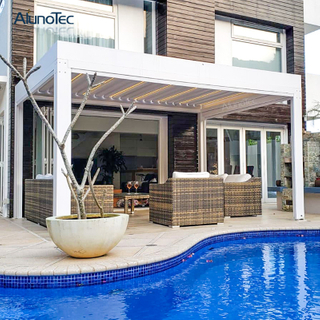 Motorized Aluminum Garden Gazebo Tent Canopy With Louver Roof