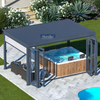 AlunoTec 4m X 9m Pool BBQ Area Outdoor Living Louvred Roof A Pergola Cover with Folding Sliding Glass