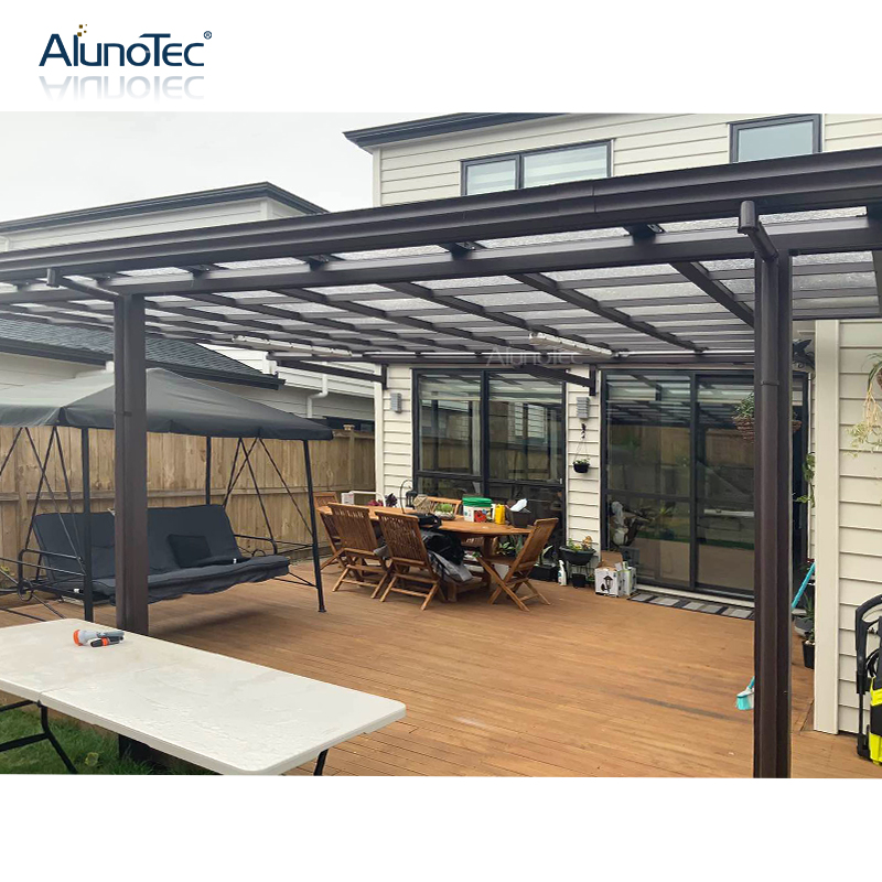 Outdoor Aluminum Frame Garden Polycarbonate Roof Cover Canopy Sliding On Pergola Alunotec - Patio Roof Canopy