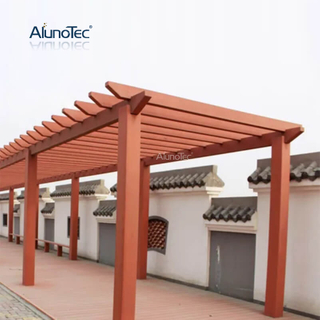 AlunoTec Customized Waterproof Opening Roof Shade Wood Plastic Canopy Patio Awning Gazebo WPC Pergola