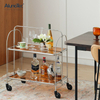 Direct Factory Portable Kitchen Serving Foldable Hand Trolley Hotel Bar Cart with Light Green