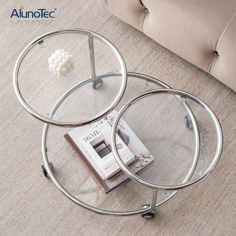 Modern Dseign Home Round Movable Side Table Rotating Coffee Table
